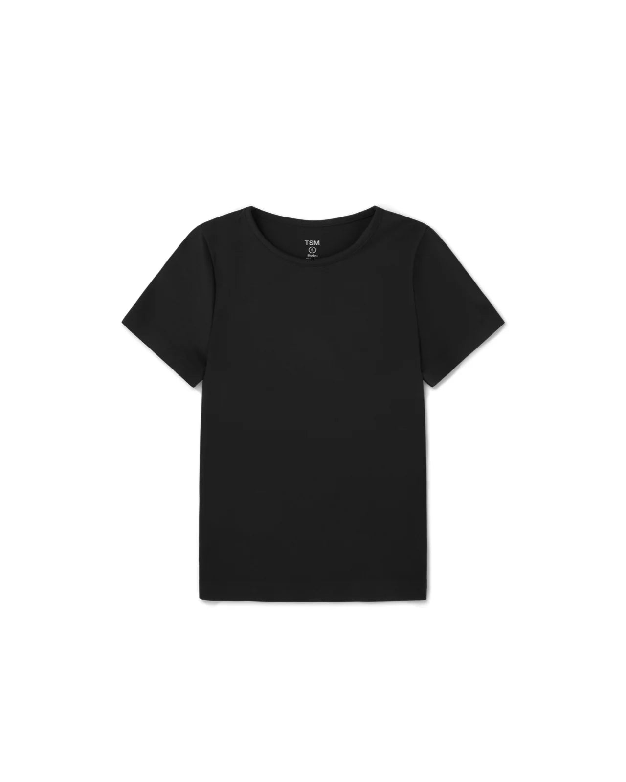 TSM Skin Tight Tee in Onyx Black – women’s fitted activewear top with soft breathable stretch fabric