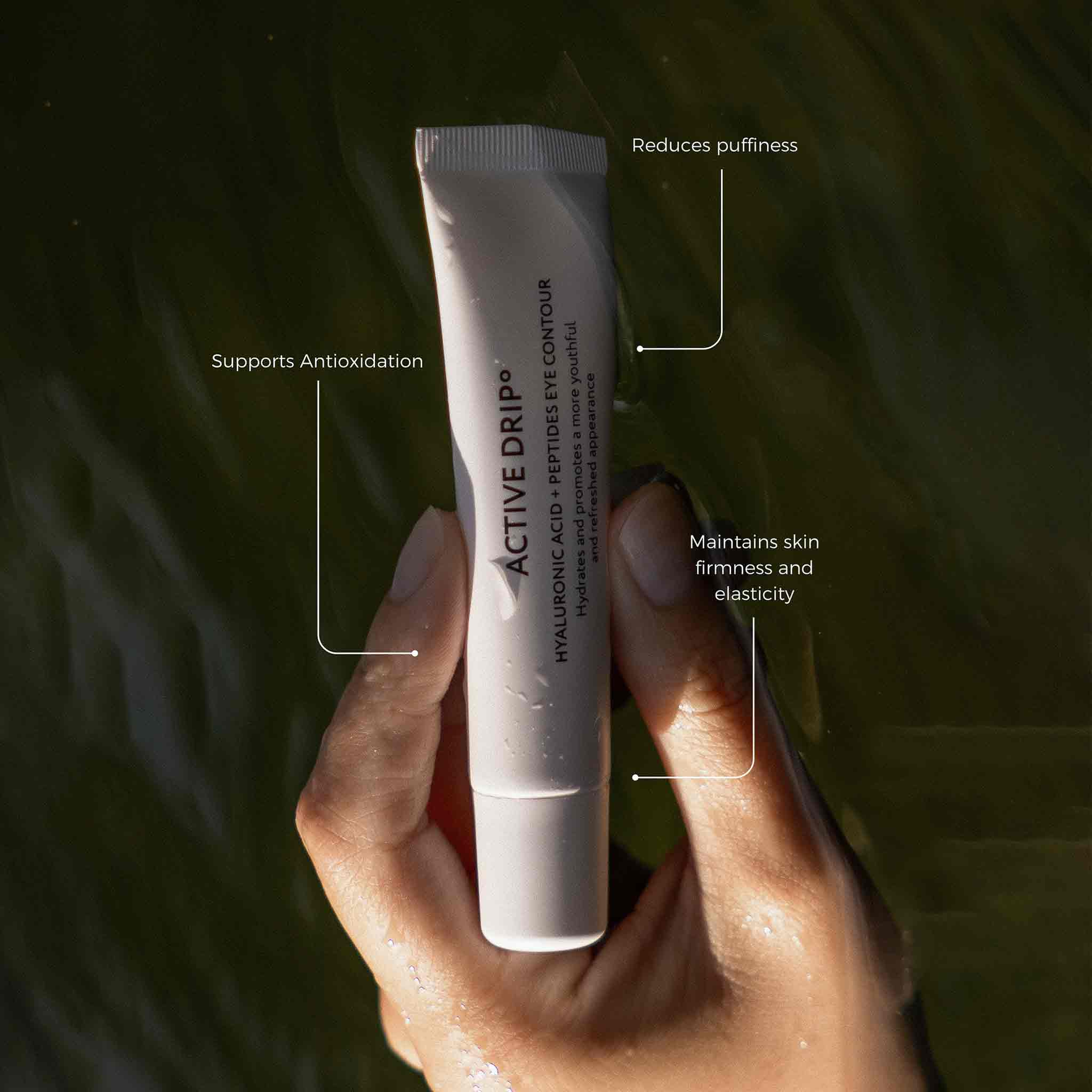 Hydrating eye cream with peptides and hyaluronic acid to reduce puffiness and firm under eyes