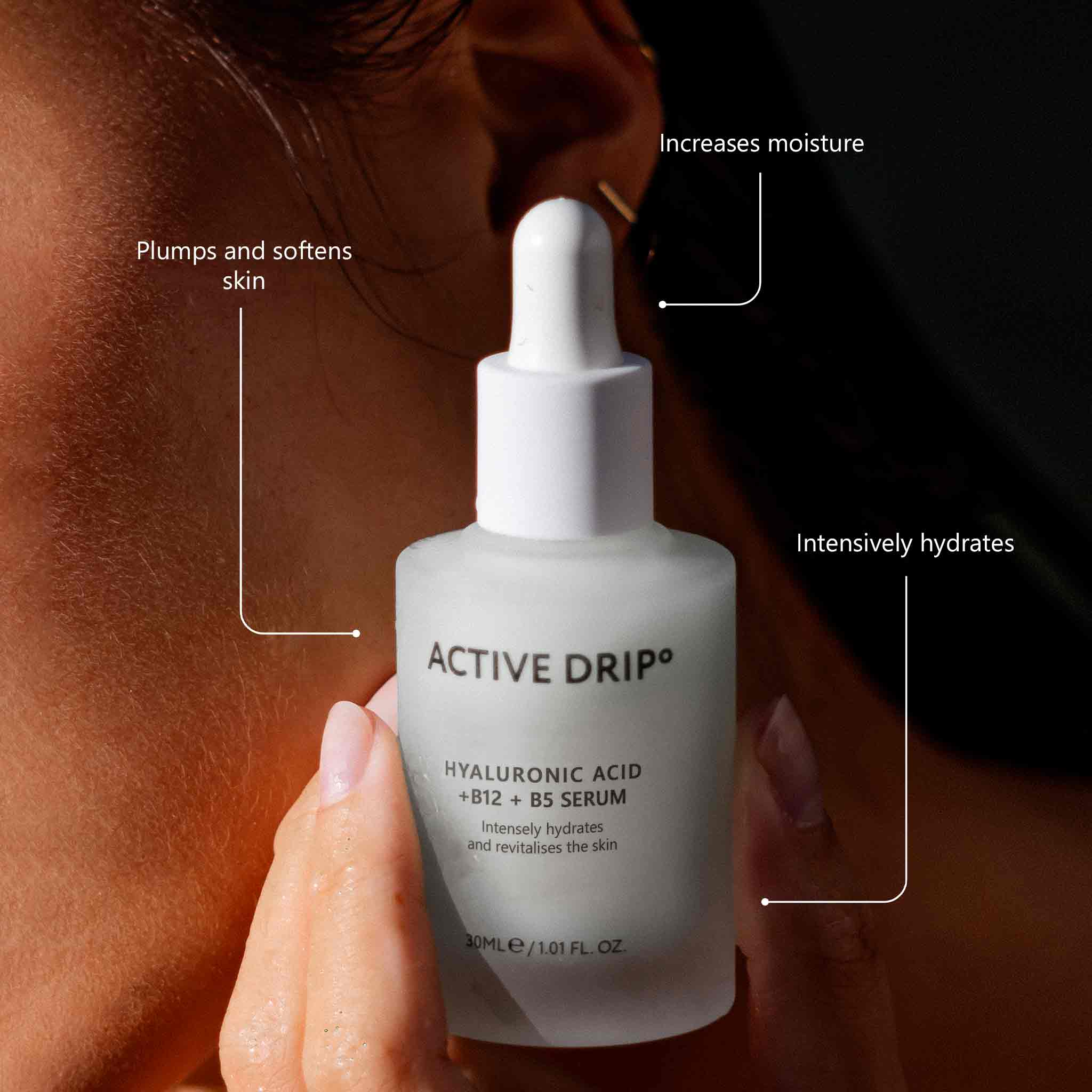 Moist Drip hydration serum with active ingredients for plump, smooth skin