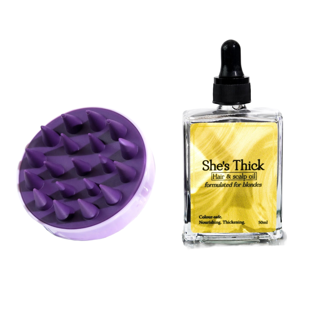 Hair Growth & Repair Bundle for Blondes – Oil + Scalp Massager