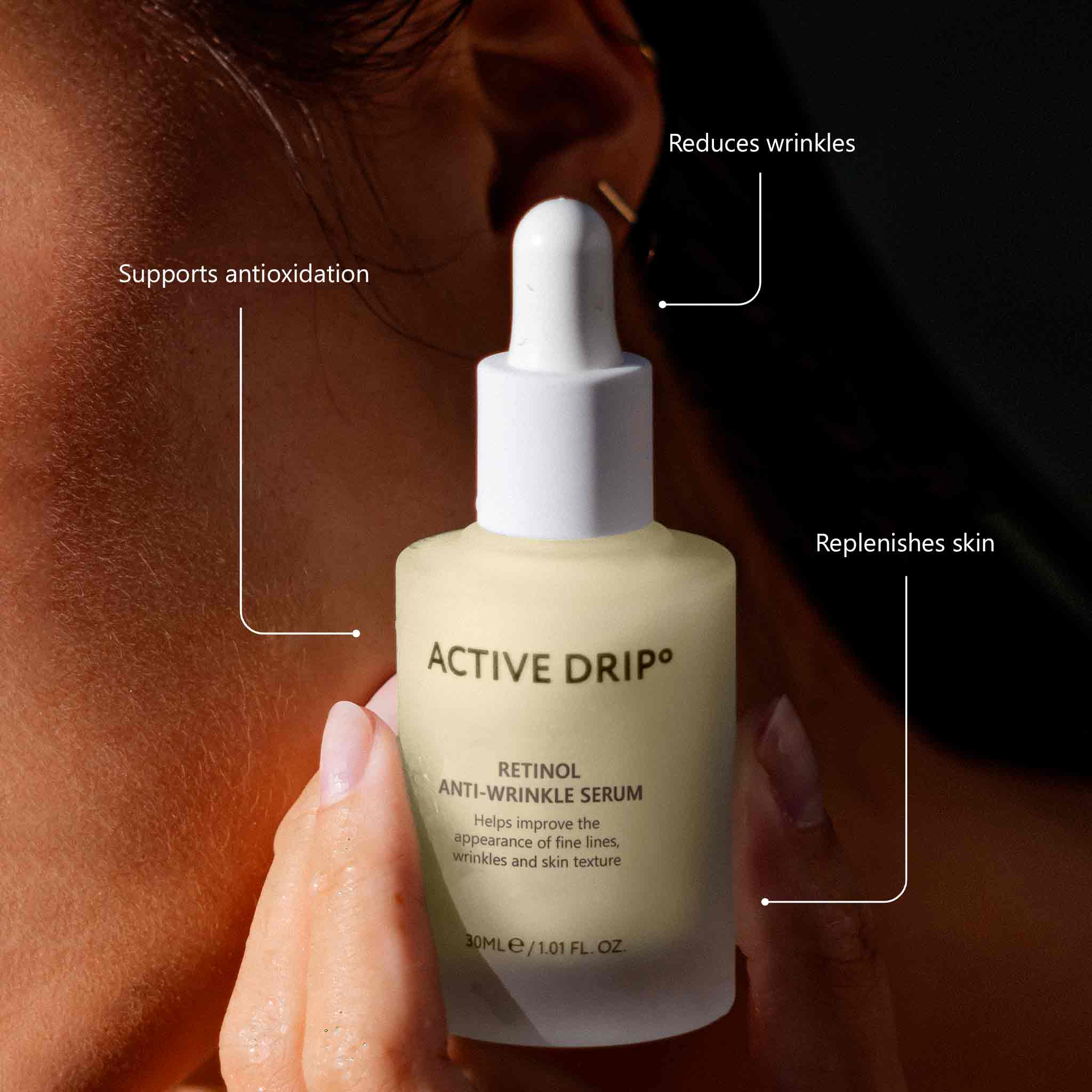 
Retinol Drip anti-aging serum to reduce wrinkles, brighten, and smooth sensitive skin