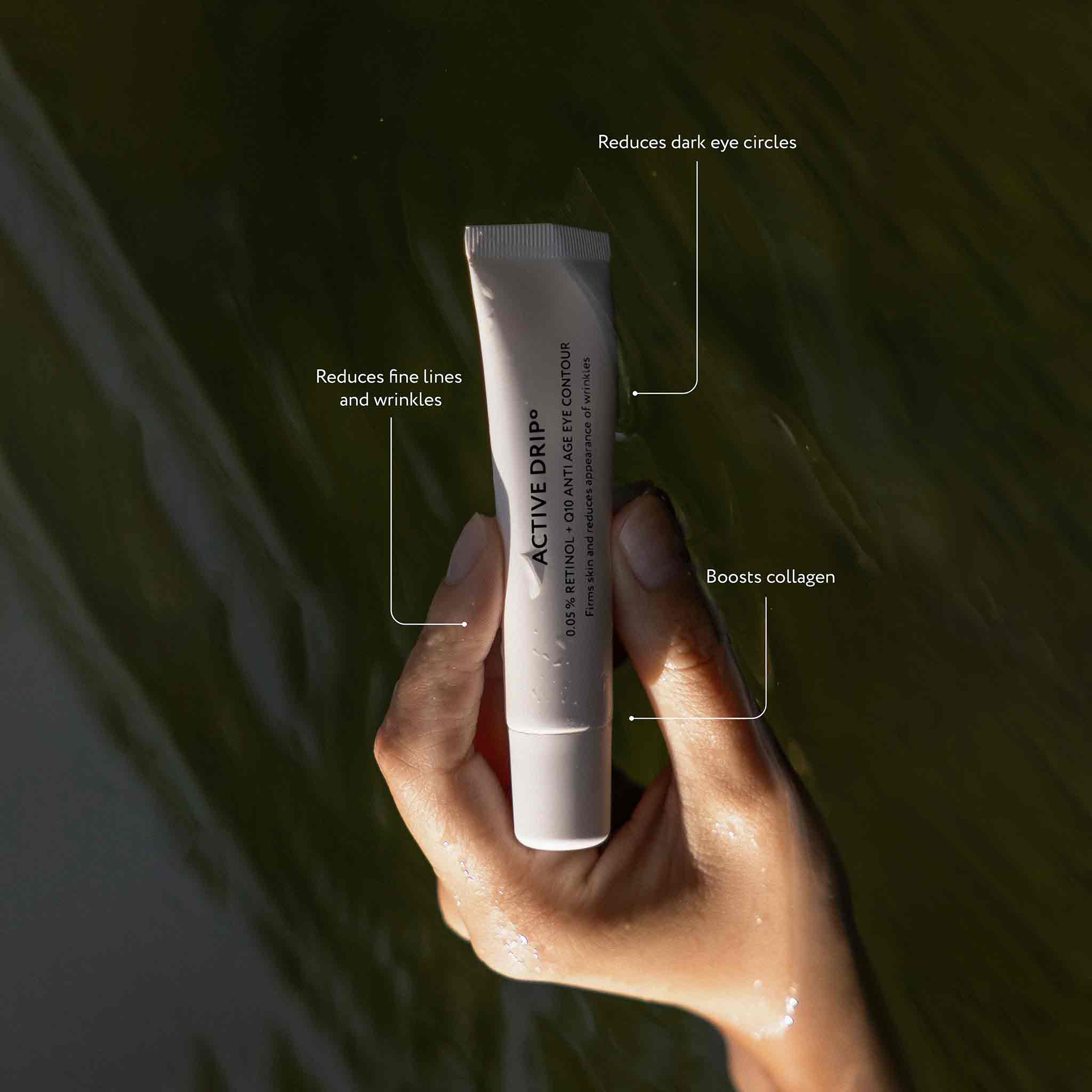 Eye cream with retinol and Q10 for reducing wrinkles, firming, and brightening eyes