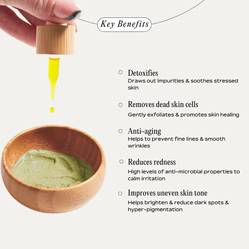 French Green Clay Mask Refill — purifying and calming natural face mask with matcha and olive leaf