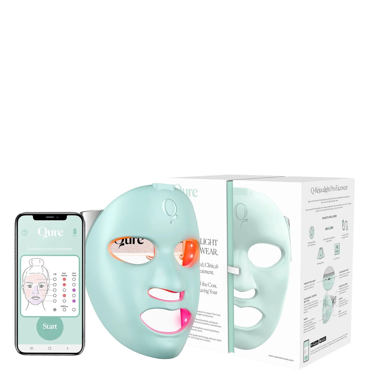 Qure Skincare Q-Rejuvalight Pro LED Light Therapy Mask 200g