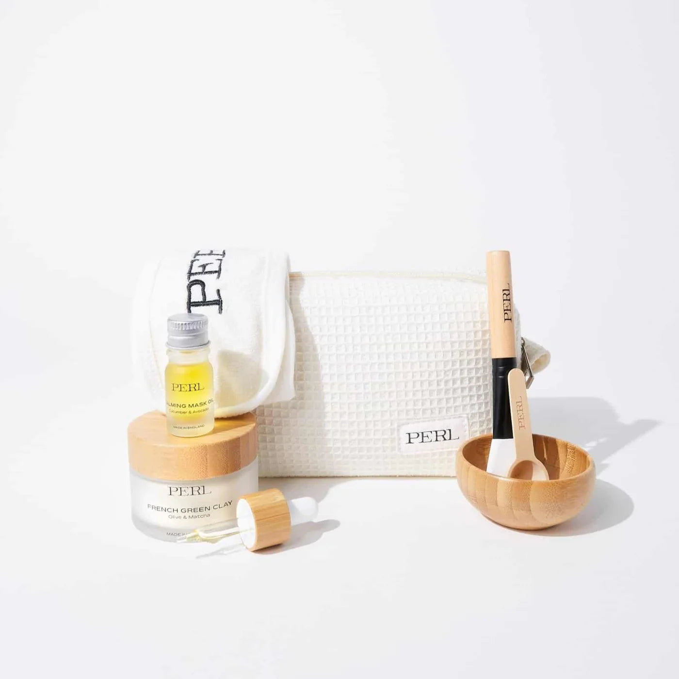PERL Waffle Cosmetics Bag – soft 100% cotton makeup bag in cream waffle texture